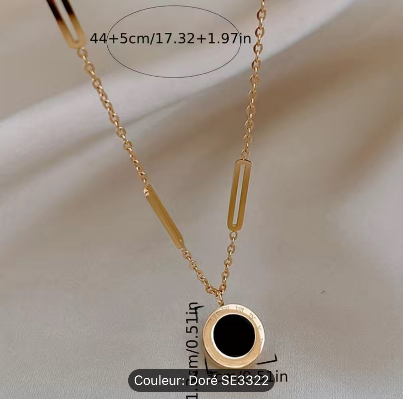 18K Gold Plated Double Sided Necklace In Stainless Steel.