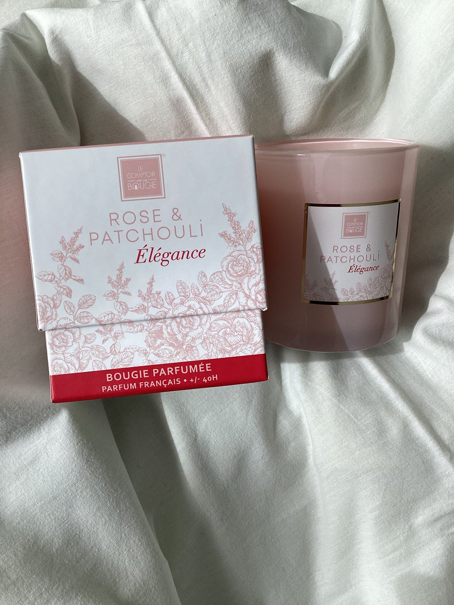 SCENTED CANDLE ROSE AND PATCHOULI ELEGANCE 190 GR